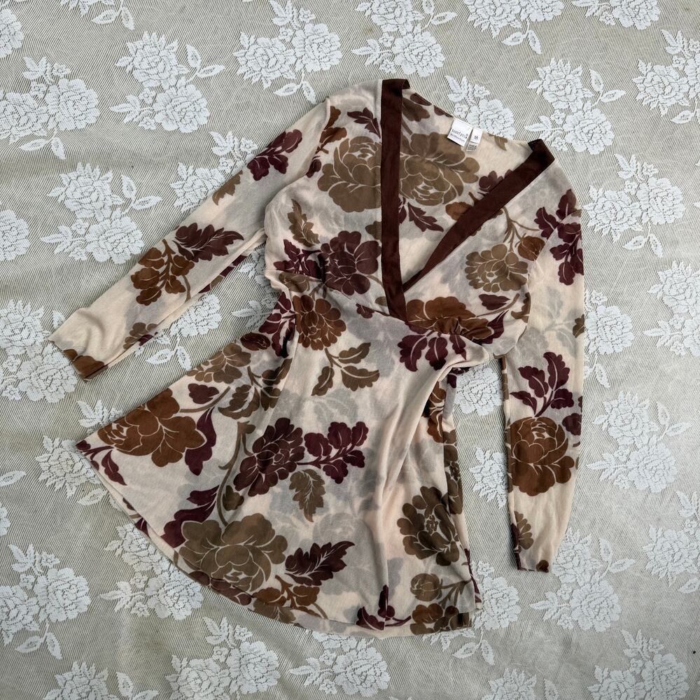 Sweet Pea by Stacy Frati Mesh Floral Wrap Top Size M